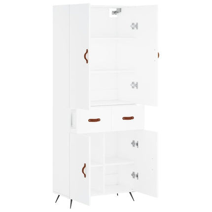 Högskåp vit 69,5x34x180 cm konstruerat trä