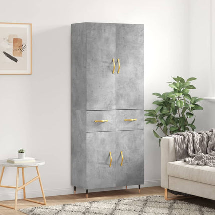 Högskåp betonggrå 69,5x34x180 cm konstruerat trä