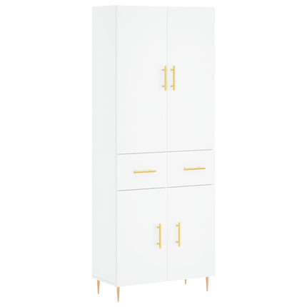 Högskåp vit 69,5x34x180 cm konstruerat trä