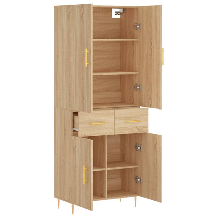 Högskåp sonoma-ek 69,5x34x180 cm konstruerat trä