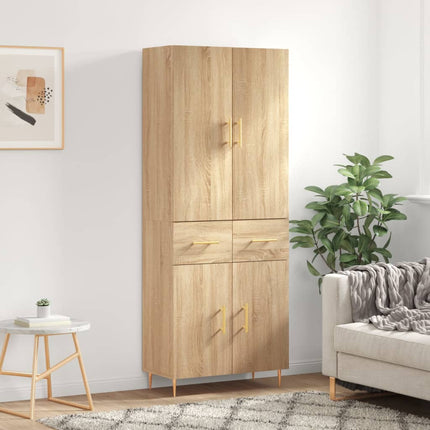 Högskåp sonoma-ek 69,5x34x180 cm konstruerat trä