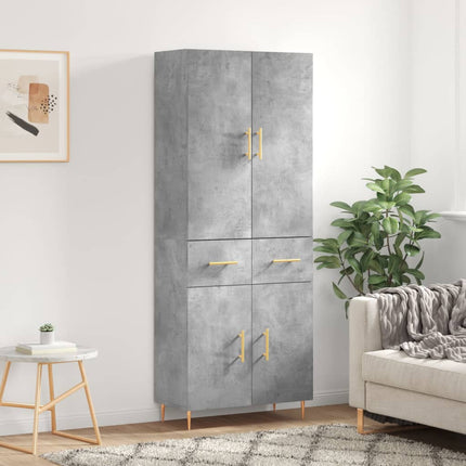 Högskåp betonggrå 69,5x34x180 cm konstruerat trä