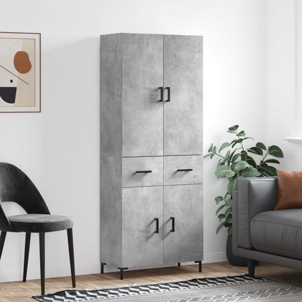 Högskåp betonggrå 69,5x34x180 cm konstruerat trä