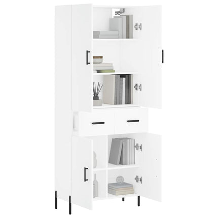 Högskåp vit 69,5x34x180 cm konstruerat trä