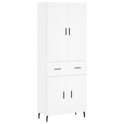 Högskåp vit 69,5x34x180 cm konstruerat trä