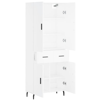 Högskåp vit 69,5x34x180 cm konstruerat trä