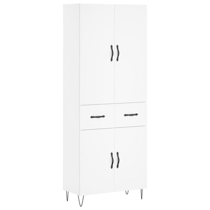 Högskåp vit 69,5x34x180 cm konstruerat trä