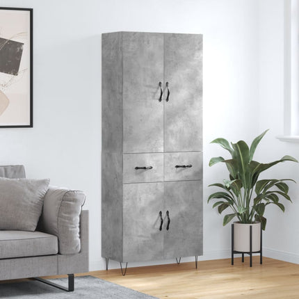 Högskåp betonggrå 69,5x34x180 cm konstruerat trä