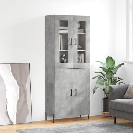 Högskåp betonggrå 69,5x34x180 cm konstruerat trä