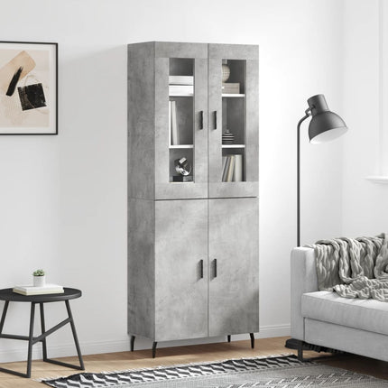 Högskåp betonggrå 69,5x34x180 cm konstruerat trä