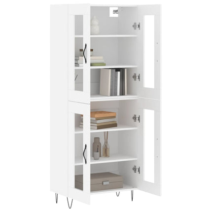 Högskåp vit 69,5x34x180 cm konstruerat trä