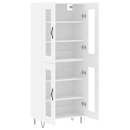 Högskåp vit 69,5x34x180 cm konstruerat trä