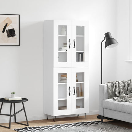 Högskåp vit 69,5x34x180 cm konstruerat trä