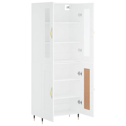 Högskåp vit 69,5x34x180 cm konstruerat trä