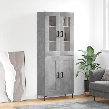 Högskåp betonggrå 69,5x34x180 cm konstruerat trä