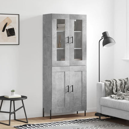Högskåp betonggrå 69,5x34x180 cm konstruerat trä