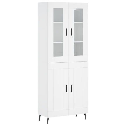 Högskåp vit 69,5x34x180 cm konstruerat trä