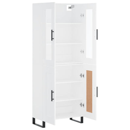 Högskåp vit 69,5x34x180 cm konstruerat trä
