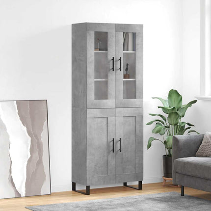 Högskåp betonggrå 69,5x34x180 cm konstruerat trä