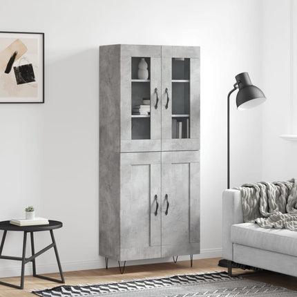 Högskåp betonggrå 69,5x34x180 cm konstruerat trä