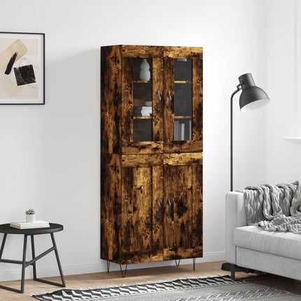 Högskåp rökfärgad ek 69,5x34x180 cm konstruerat trä