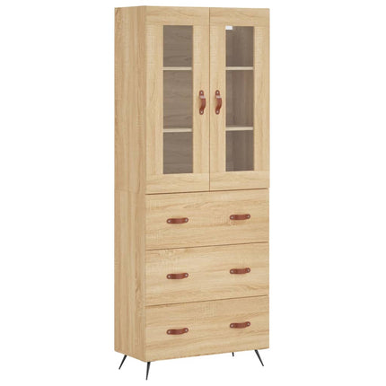 Högskåp sonoma-ek 69,5x34x180 cm konstruerat trä