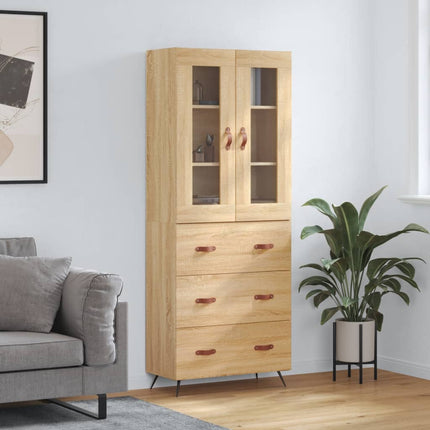 Högskåp sonoma-ek 69,5x34x180 cm konstruerat trä