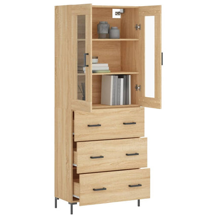 Högskåp sonoma-ek 69,5x34x180 cm konstruerat trä