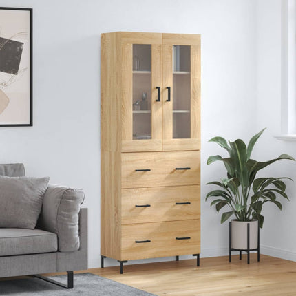 Högskåp sonoma-ek 69,5x34x180 cm konstruerat trä