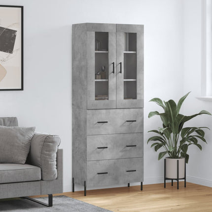 Högskåp betonggrå 69,5x34x180 cm konstruerat trä