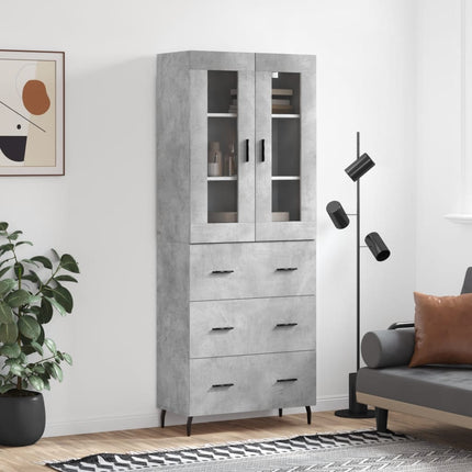 Högskåp betonggrå 69,5x34x180 cm konstruerat trä