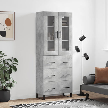 Högskåp betonggrå 69,5x34x180 cm konstruerat trä