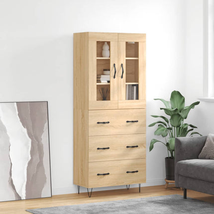 Högskåp sonoma-ek 69,5x34x180 cm konstruerat trä