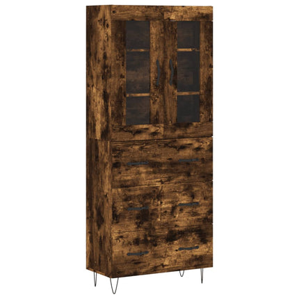 Högskåp rökfärgad ek 69,5x34x180 cm konstruerat trä