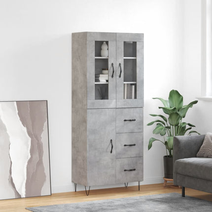 Högskåp betonggrå 69,5x34x180 cm konstruerat trä