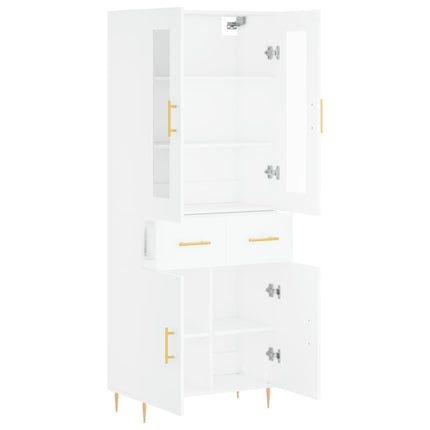 Högskåp vit 69,5x34x180 cm konstruerat trä