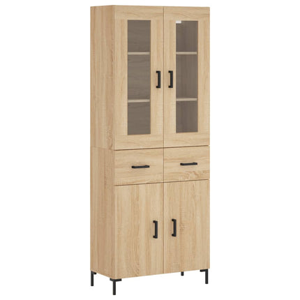 Högskåp sonoma-ek 69,5x34x180 cm konstruerat trä