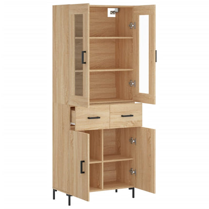 Högskåp sonoma-ek 69,5x34x180 cm konstruerat trä
