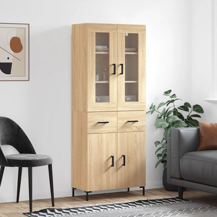 Högskåp sonoma-ek 69,5x34x180 cm konstruerat trä