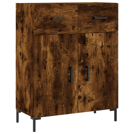 Högskåp rökfärgad ek 69,5x34x180 cm konstruerat trä