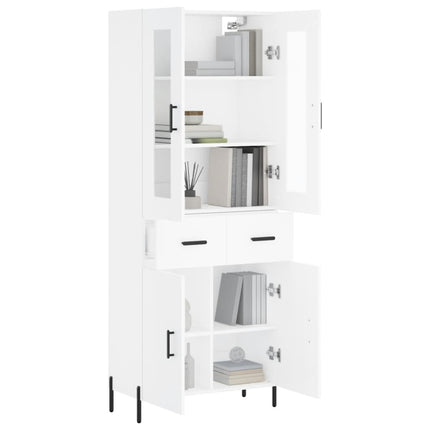Högskåp vit 69,5x34x180 cm konstruerat trä