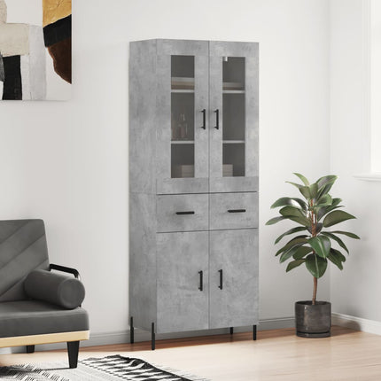 Högskåp betonggrå 69,5x34x180 cm konstruerat trä