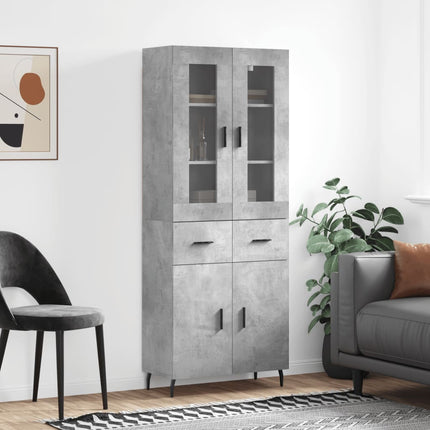 Högskåp betonggrå 69,5x34x180 cm konstruerat trä