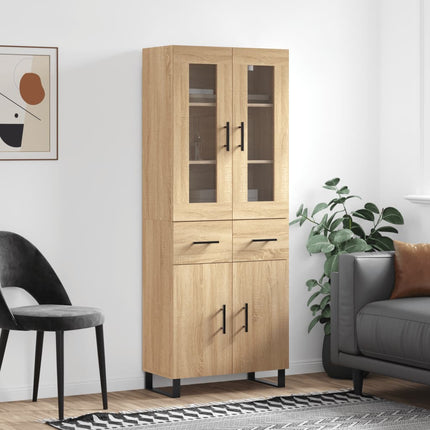 Högskåp sonoma-ek 69,5x34x180 cm konstruerat trä