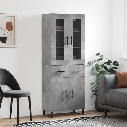 Högskåp betonggrå 69,5x34x180 cm konstruerat trä