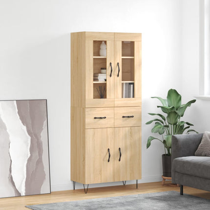 Högskåp sonoma-ek 69,5x34x180 cm konstruerat trä