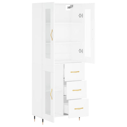 Högskåp vit 69,5x34x180 cm konstruerat trä