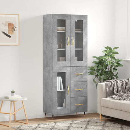 Högskåp betonggrå 69,5x34x180 cm konstruerat trä