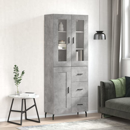 Högskåp betonggrå 69,5x34x180 cm konstruerat trä