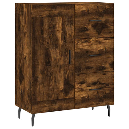 Högskåp rökfärgad ek 69,5x34x180 cm konstruerat trä